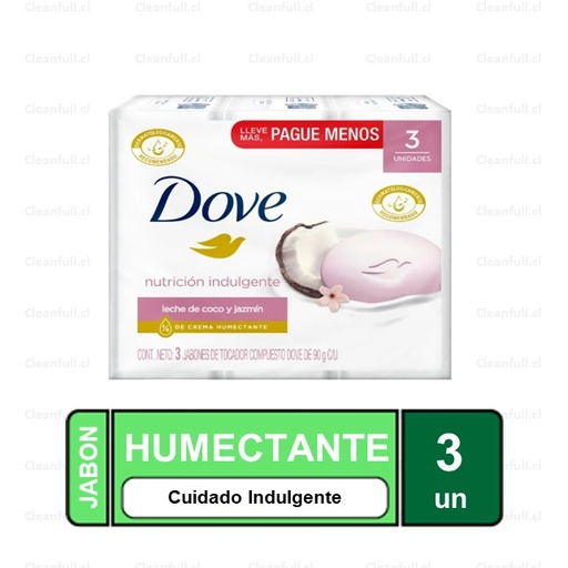 [JJ0033] JABON BARRA DOVE COCO Y JAZMIN 90 G 3 UN
