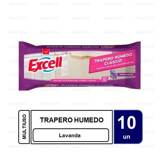[LP0188] TRAPERO HUMEDO EXCELL CLASICO LAVANDA 10 UN