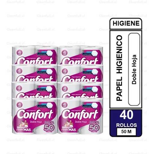 [MA0021] MANGA PAPEL HIGIENICO CONFORT 40 ROLLOS 50 MT