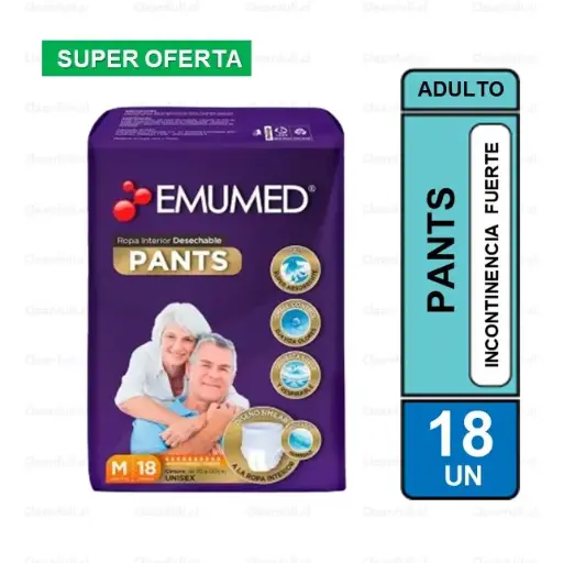[NA0084] PAÑALES PANTS ADULTO EMUMED M 18