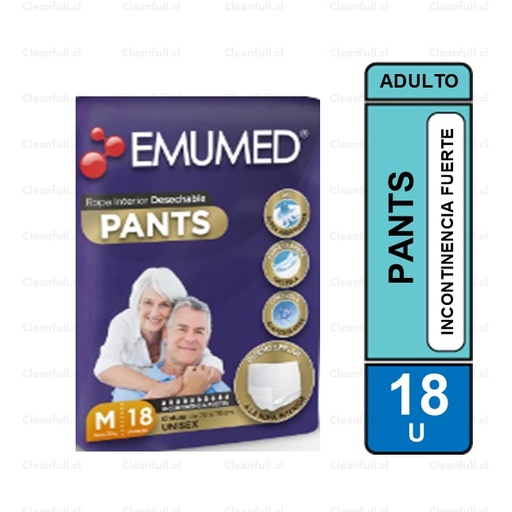 [NA0084] PAÑALES PANTS ADULTO EMUMED M 18