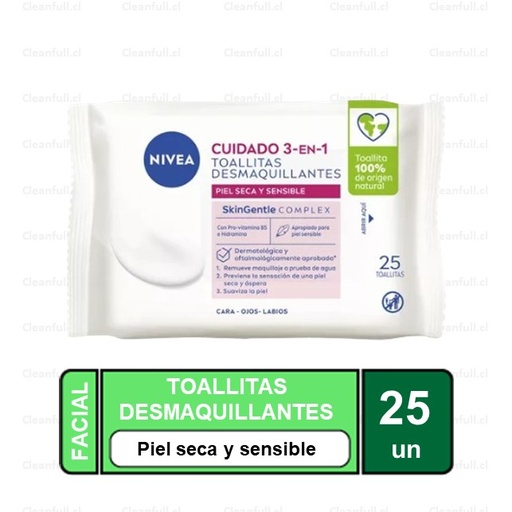 [OF0226] TOALLITAS DESMAQUILLANTES NIVEA PIEL SECA 25 UN