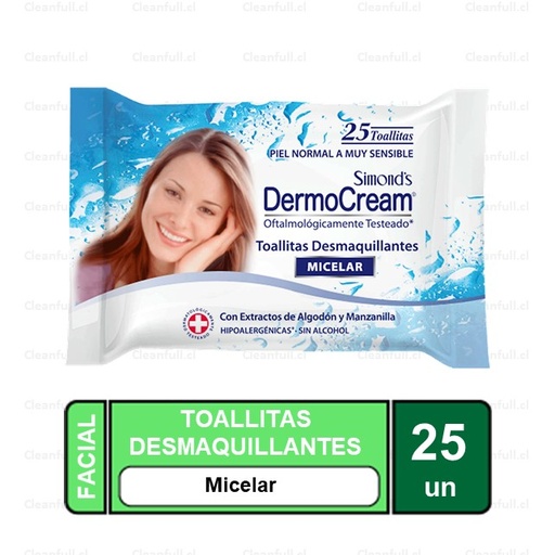 [OF0228] TOALLITAS DESMAQUILLANTES DERMOCREAM MICELAR 25 UN