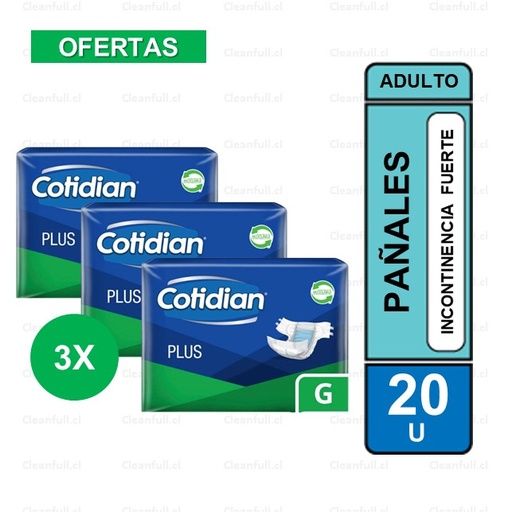 [PA0001] PAÑALES ADULTO COTIDIAN PLUS G-20 PACK 3
