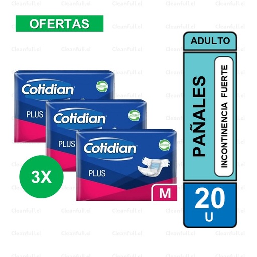 [PA0002] PAÑALES ADULTO  COTIDIAN PLUS M-20 PACK 3