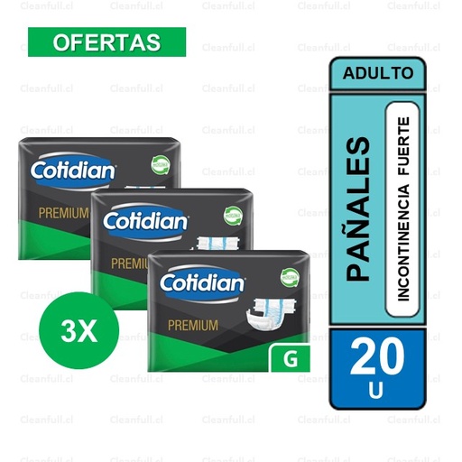 [PA0003] PAÑALES ADULTO COTIDIAN PREMIUN G -20 PACK 3
