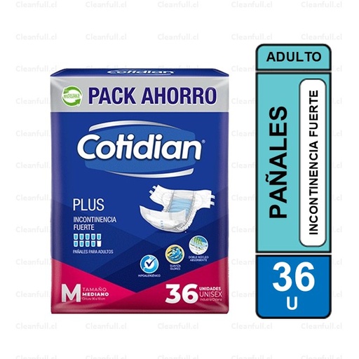[PA0076] PAÑALES ADULTO COTIDIAN PLUS M 36