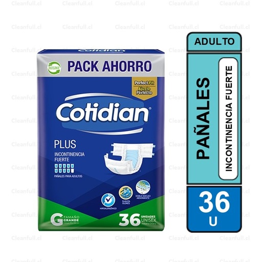 [PA0077] PAÑALES ADULTO COTIDIAN  PLUS G 36