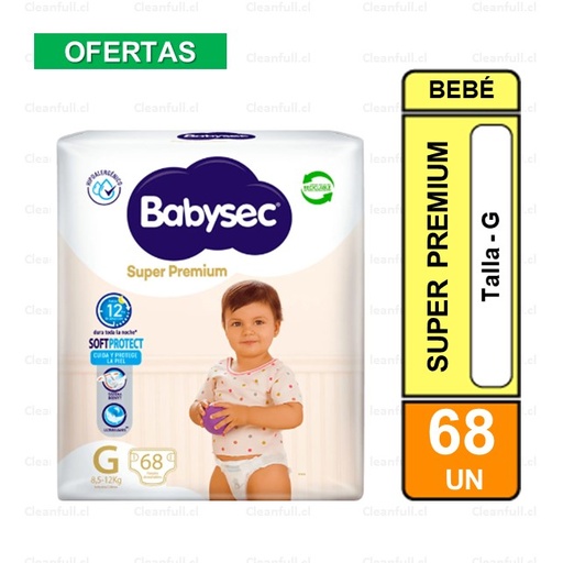 [PI0030] PAÑALES BABYSEC SUPER PREMIUN G  68 UN