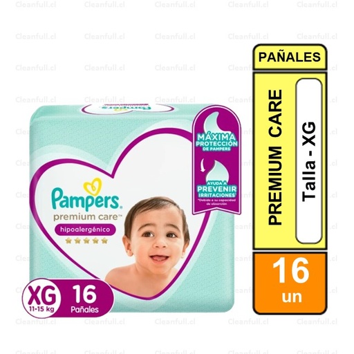 [PI0043] PAÑALES PAMPERS PREMIUM CARE TALLA XG - 16 UN