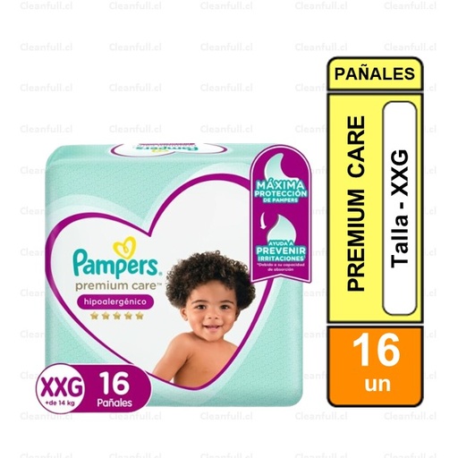 [PI0044] PAÑALES PAMPERS PREMIUM CARE TALLA XXG  - 16 UN