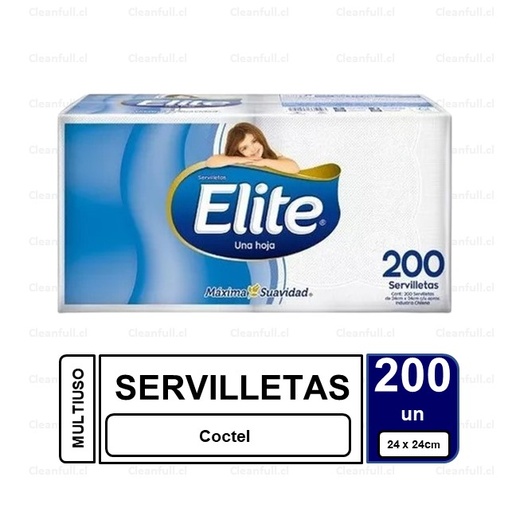 [SE0128] SERVILLETA ELITE 24x24 COCTEL 200 UN