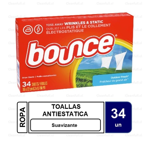 [SU0024] TOALLA ANTIESTATICA SUAVIZANTE BOUNCE 34UN