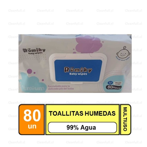 [TB0060] TOALLAS HUMEDAS ROMIKY WIPES 80 UN