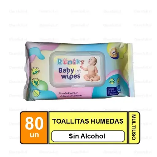 [TB0061] TOALLAS HUMEDAS ROMIKY SIN ALCOHOL 80 UN