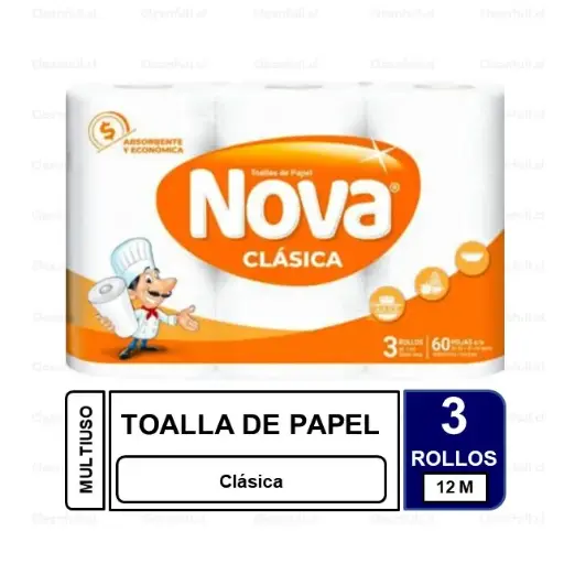 [TP0022] TOALLA DE PAPEL NOVA CLASICA  12 MT 3UN