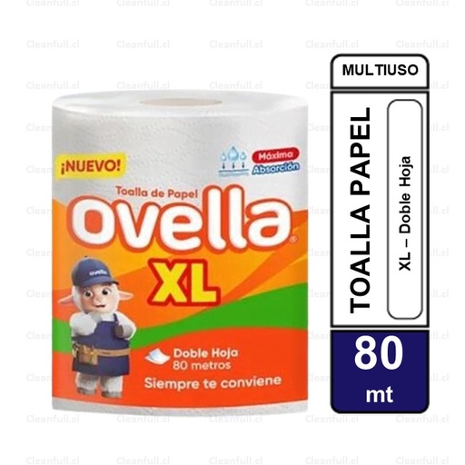 [TP0025] TOALLA DE PAPEL OVELLA XL  80 MT