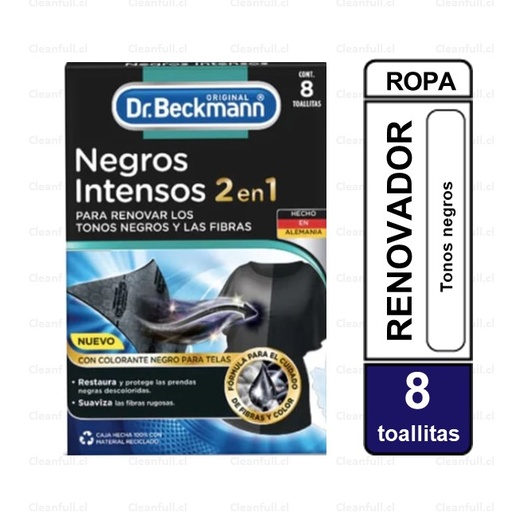 [TR0007] NEGROS INTENSOS EN TOALLITAS DR BECKMANN 8 UNI