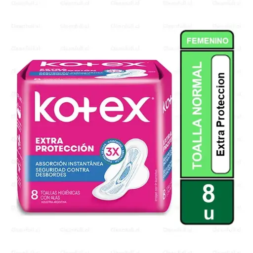 [FF0080] TOALLAS HIGIENICAS KOTEX EXTRA PROTECCION 8 UN