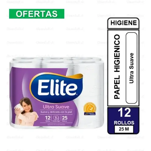 [PH0221] PAPEL HIGIENICO ELITE ULTRA SUAVE  12 UN 25 M