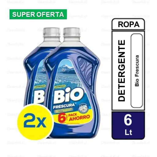 [DL0120] PACK 2 UN DETERGENTE LIQUIDO BIO FRESCURA AZUL 3L