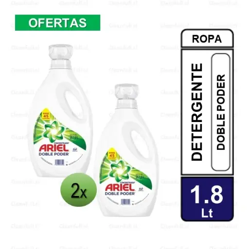 [DL0091] DETERGENTE ARIEL CONCENTRADO DOBLE PODER 1.8 LT PACK 2 UN