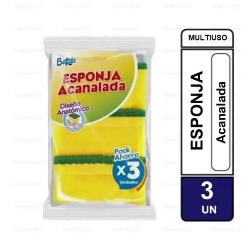 [AC0100] ESPONJA ACANALADA BAKAN 3 UNIDADES 