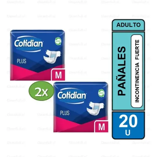 [PA0014] PAÑALES ADULTO  COTIDIAN PLUS M-20 PACK 2