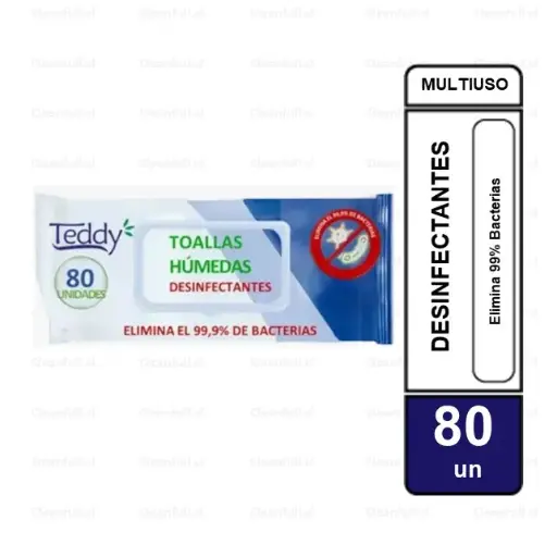 [TD0015] TOALLAS HUMEDAS TEDDY DESINFECTANTES 80 UN  