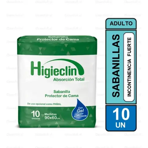 [SO0061] SABANILLA PROTECTOR DE CAMA HIGIECLIN 10 UN