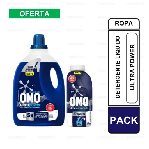[DL0109] PACK AHORRO DETERGENTE PARA DILUIR OMO ULTRA POWER 500 ML + 3 L CON ALOE E VERA
