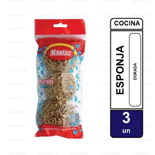 [AC0183] ESPONJA VIRUTILLA MANLAC DORADA 3 UN