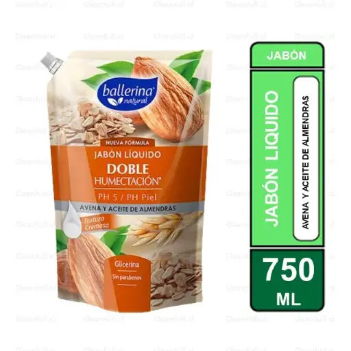 [JJ0250] JABON LIQUIDO BALLERINA DOBLE HUMECTACION AVENA Y ALMENDRAS DOYPACK 750 ML