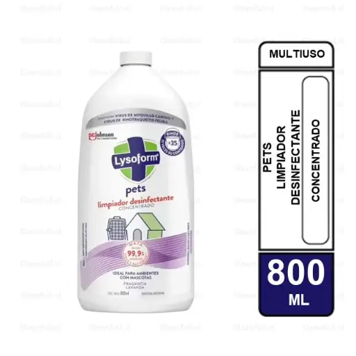 [LP0099] LIMPIADOR LYSOFORM DESINFECTANTE PETS LAVANDA 800 ML