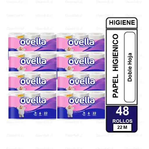 MANGA PAPEL HIGIENICO OVELLA 48 UN 22 MT DOBLE HOJA