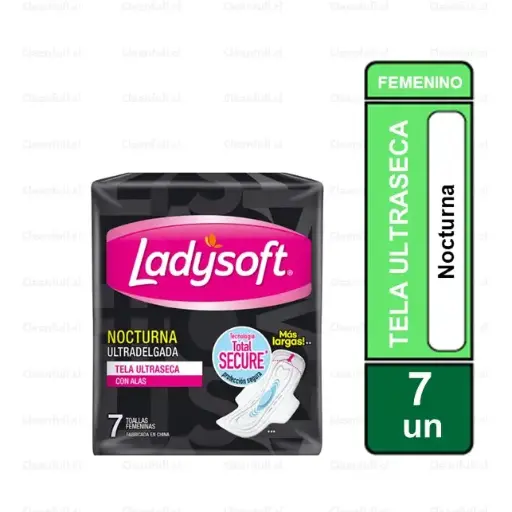 [FF6574] TOALLAS HIGIENICAS LADYSOFT NOCTURNAS MALLA CON ALAS 7 UN