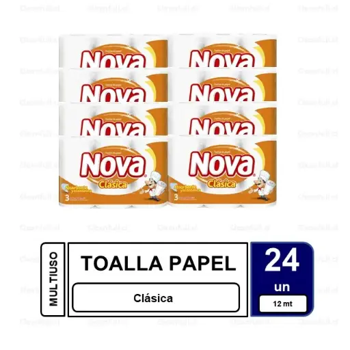 [MA0202] MANGA TOALLA DE PAPEL DH NOVA CLASICA 24 ROLLOS 12 MT 