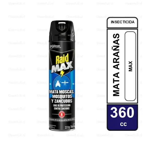 [IN8512] INSECTICIDA RAID MAX MATA MOSCAS, MOSQUITOS Y ZANCUDOS 360 CC 