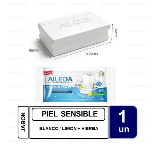 [TR4456] JABON EN BARRA BLANCO AILEDA PIEL SENSIBLE LIMON + HIERBA 170 G