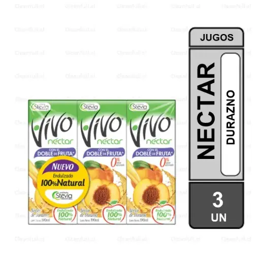 [AB0149] PACK 3 UN JUGO NECTAR VIVO DURAZNO 0% AZUCAR
