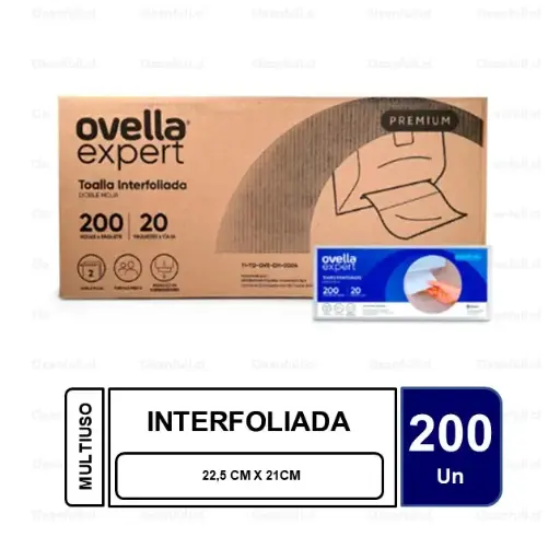 [INT0047] CAJA TOALLA OVELLA EXPERT DH INTERFOLIADA 20 PAQ 200 HOJAS