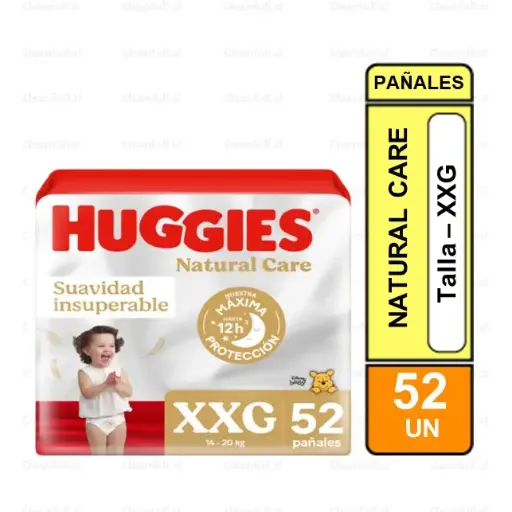 [PÑ0003] PAÑALES HUGGIES NATURAL CARE XXG 52 UN