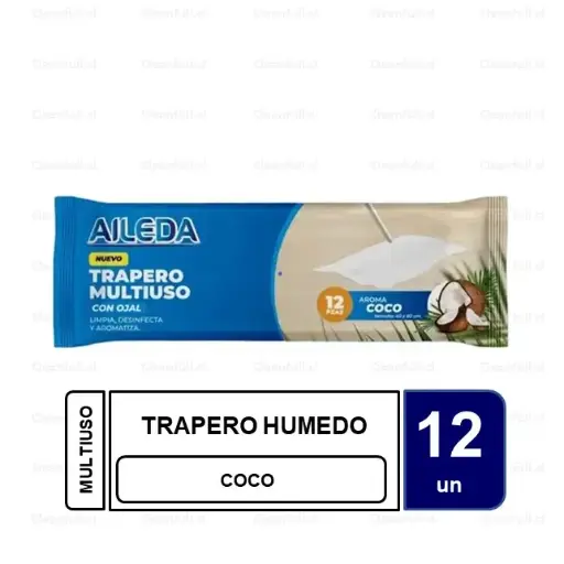 [AC0087] TRAPERO HUMEDO AILEDA MULTIUSO COCO 12UN