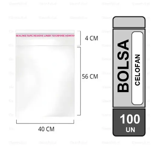 [BS0477] BOLSA CELOFAN CON ADHESIVO 40 X60 