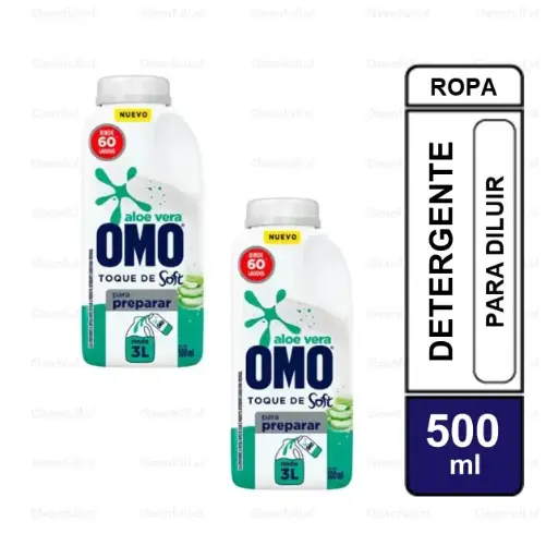 [DL1447] PACK 2 DETERGENTE LIQUIDO OMO CON ALOE VERA PARA DILUIR 500ML 